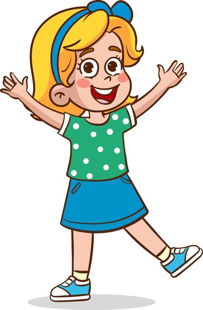 Happy Cute Kid Girl Drawing with Cheerful Expression 1759800 Vector Art at  Vecteezy