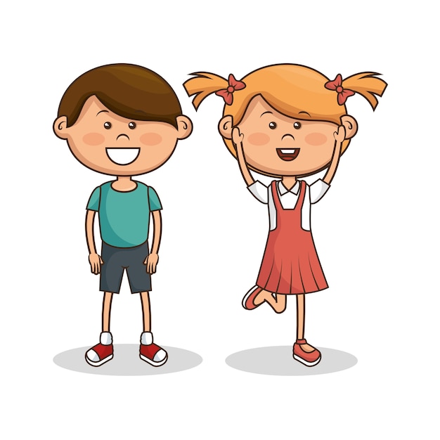 Vector cute little kids characters