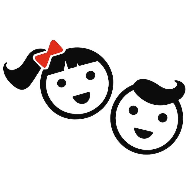 Vector cute little kids girl and boy icon vector illustration