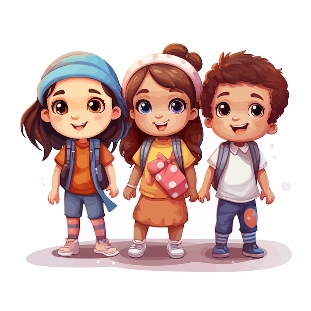 cute_little_kids_Vector_Illustration
