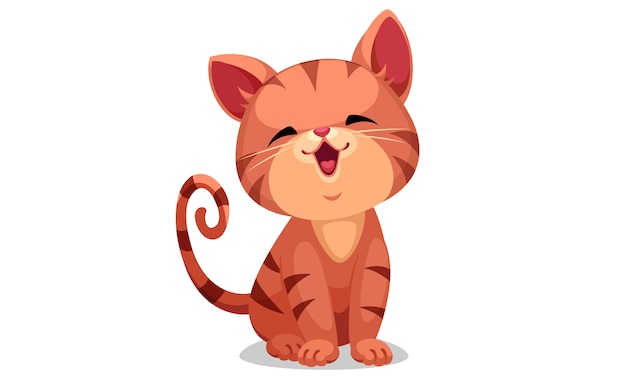 Vector cute little kitten vector illustration