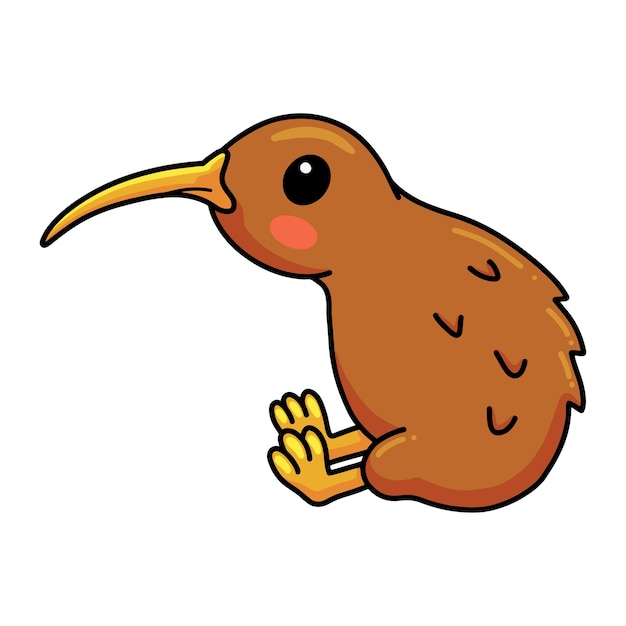 Vector cute little kiwi bird cartoon