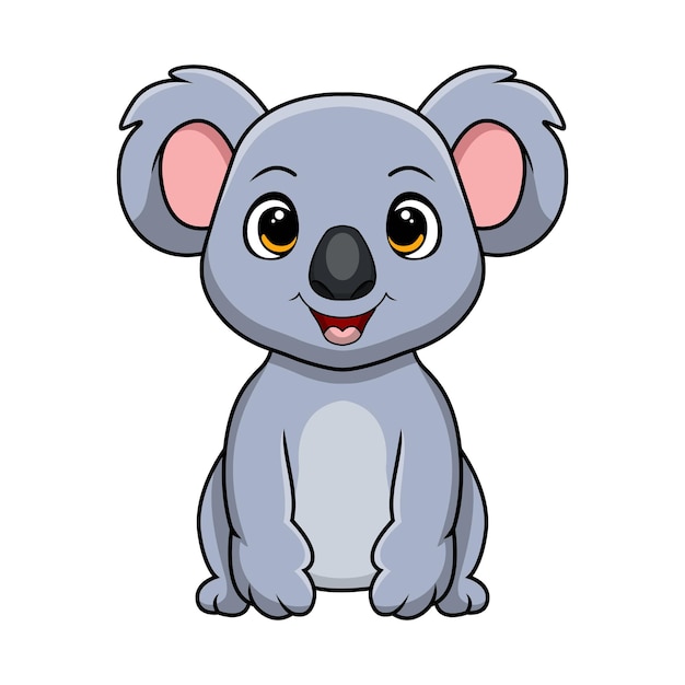 Simpatico cartone animato koala su sfondo bianco
