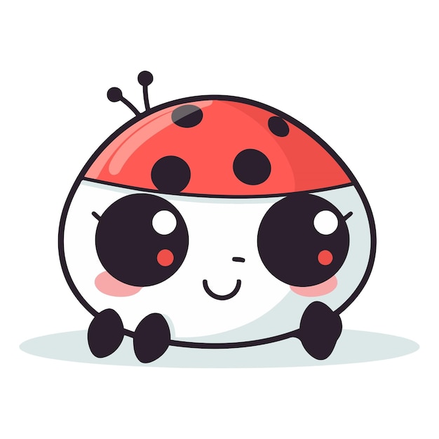 Cute little ladybug cartoon character isolated on white background