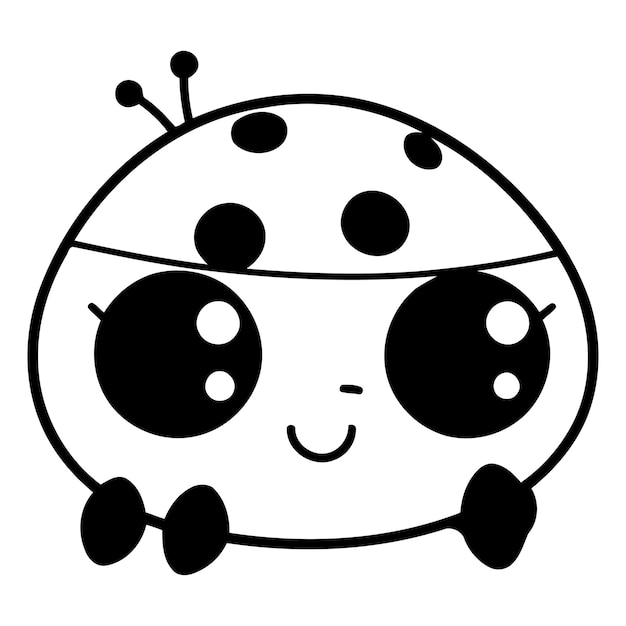 색 배경에 고립 된 귀여운 작은 ladybug 만화 캐릭터