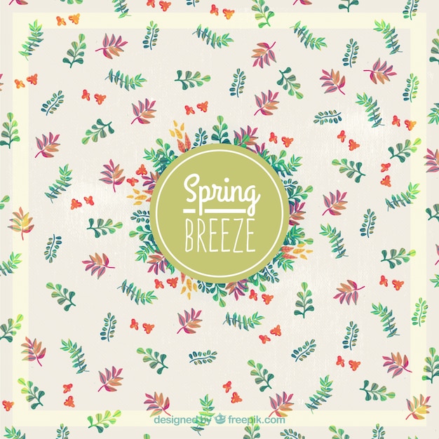 Vector cute little leaves spring background