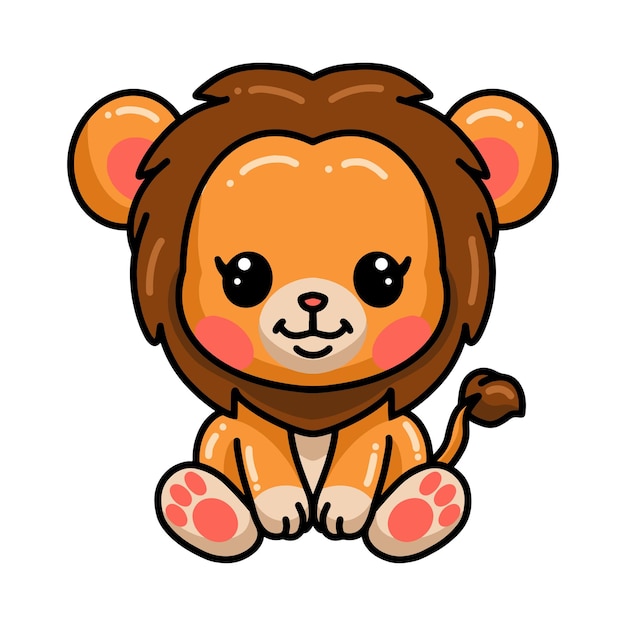 Cute little lion cartoon sitting