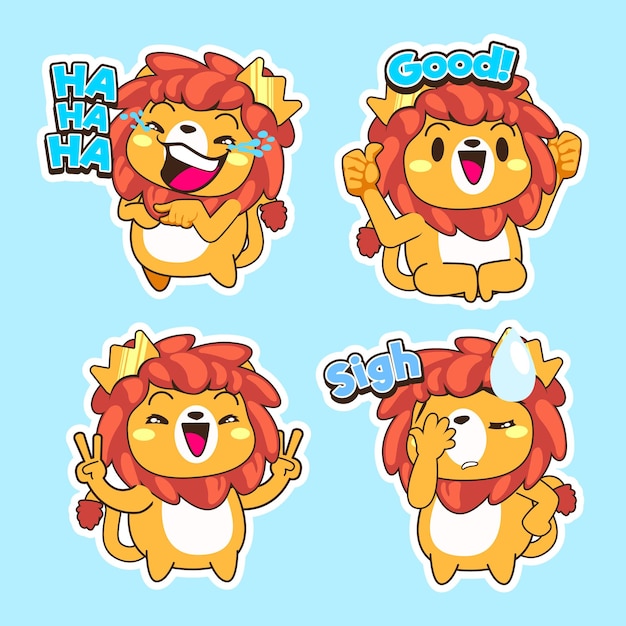 Vettore illustrazione vettoriale di cartone animato carino piccolo leone