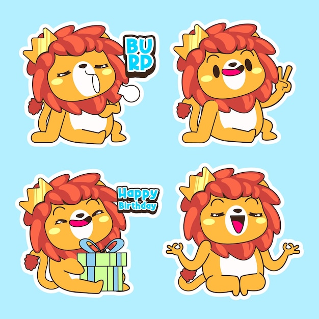 Illustrazione vettoriale di cartone animato carino piccolo leone