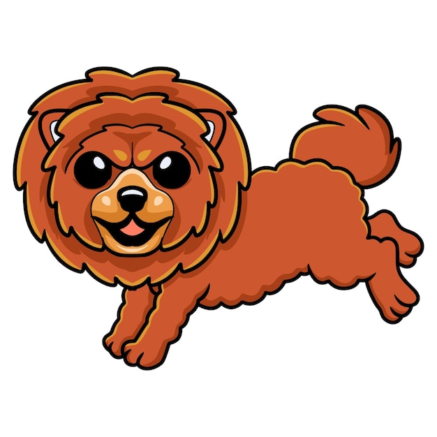 Cute little lion dog cartoon jumping