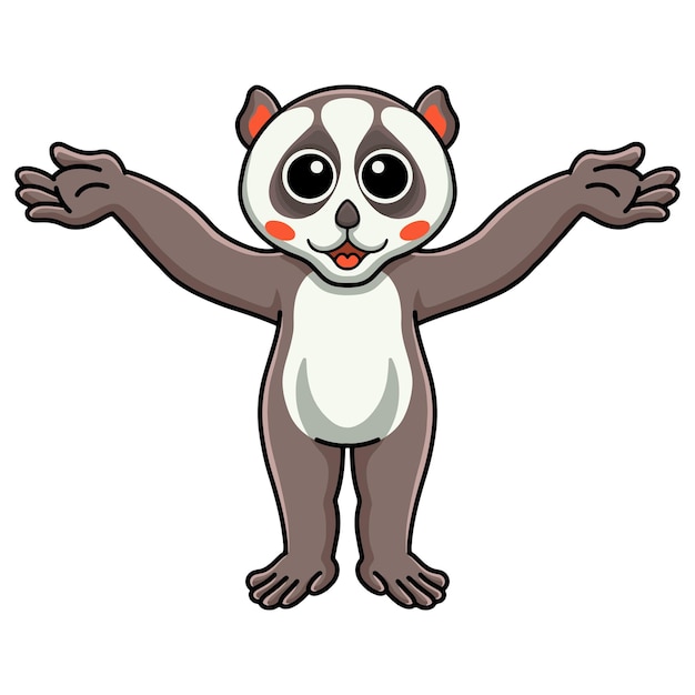 Cute little loris cartoon raising hands