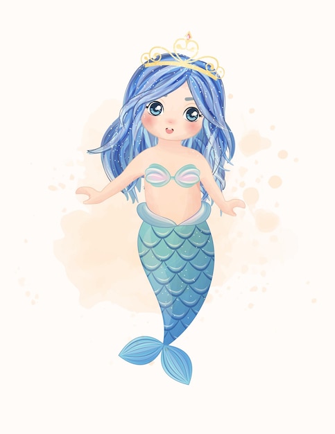 cute little mermaid with crown