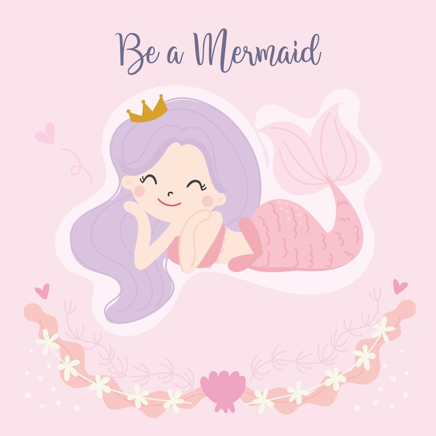 Vector cute little mermaid