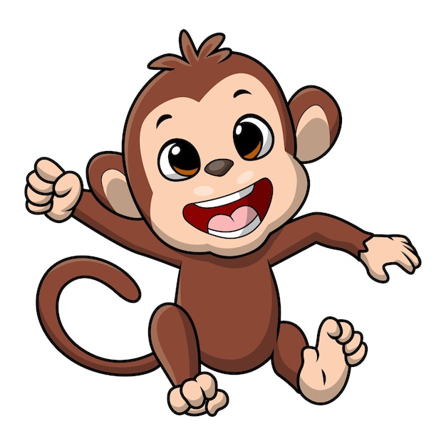 Cute little monkey cartoon on white background