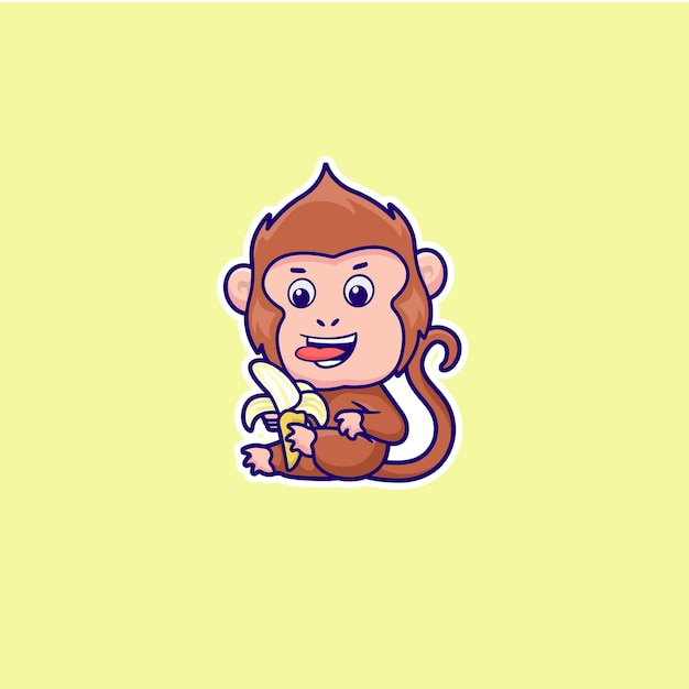 Cute little monkey with bannana