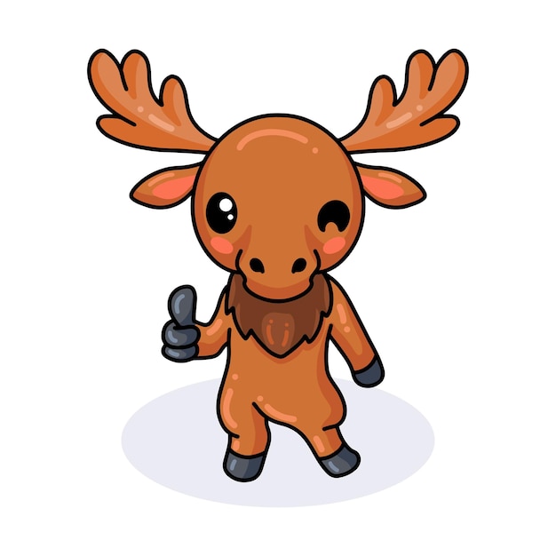 Cute little moose cartoon giving thumb up