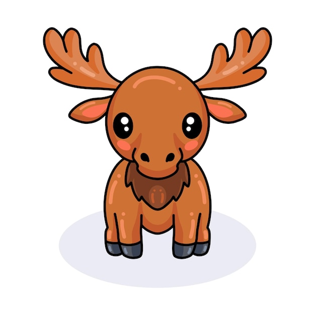 Cute little moose cartoon posing