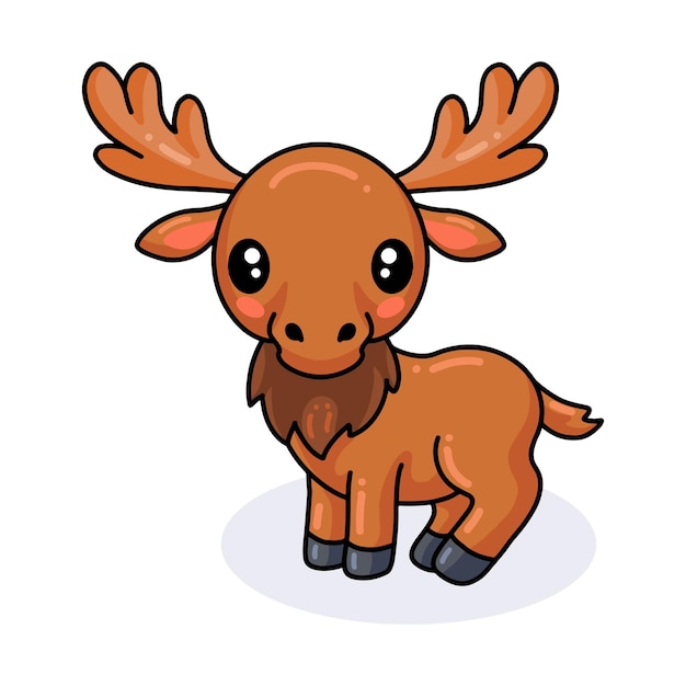 Cute little moose cartoon posing