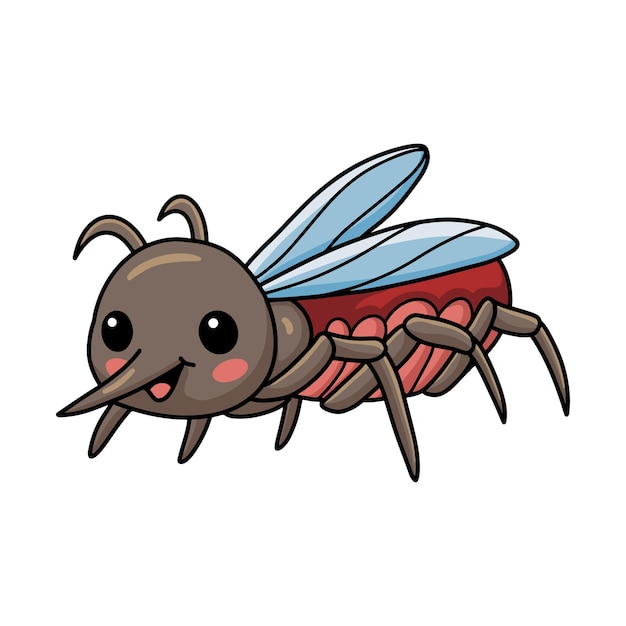 Cute little mosquito cartoon posing