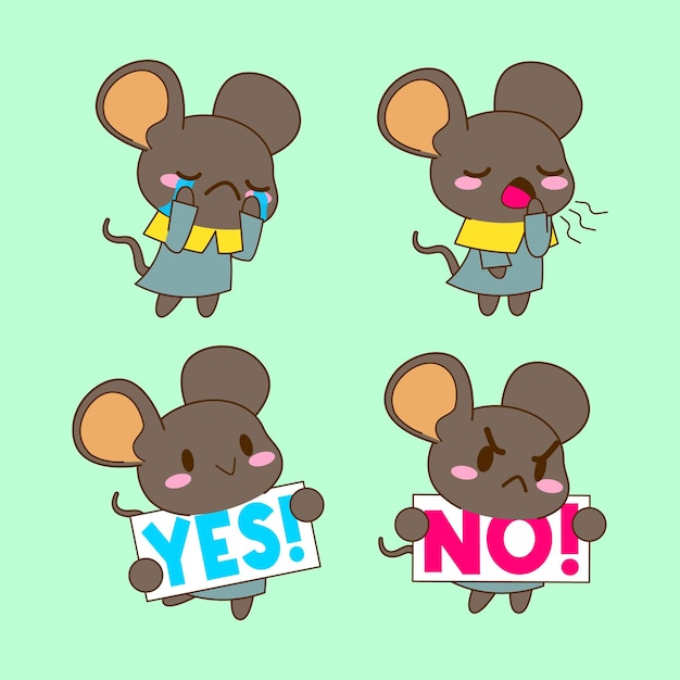 Simpatico topo che disegna un adesivo per il mouse dei cartoni animati
