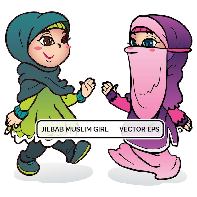 Cute Little Muslim Girl Chibi Mascot