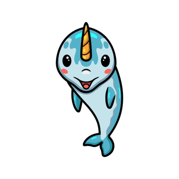 Cute little narwhal cartoon posing