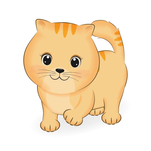 Cute little Orange Cat animal cartoon illustration