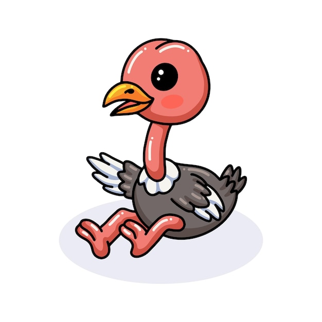 Cute little ostrich bird cartoon sitting