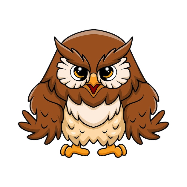 Cute little owl cartoon on white background