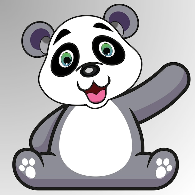 Cute little panda cartoon Sitting