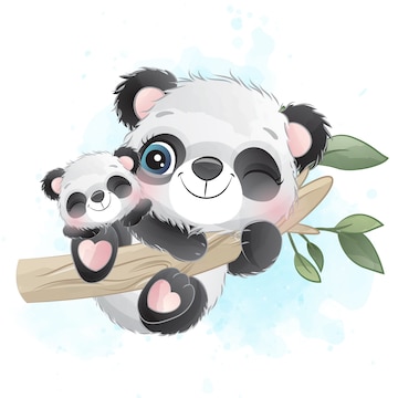 Premium Vector, Cute little panda hanging in the tree