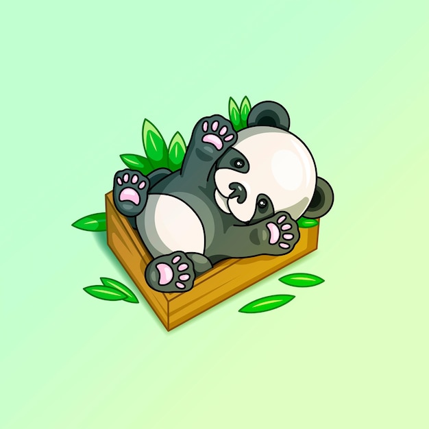 Vector cute little panda vector illustration