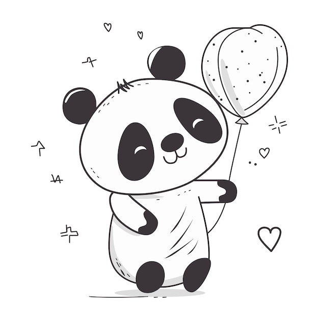 Vector cute little panda on white vector illustration eps10