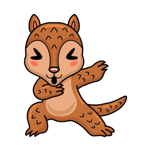 Cute little pangolin cartoon dancing