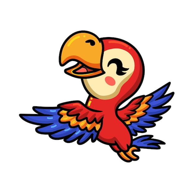 Cute little parrot cartoon flying