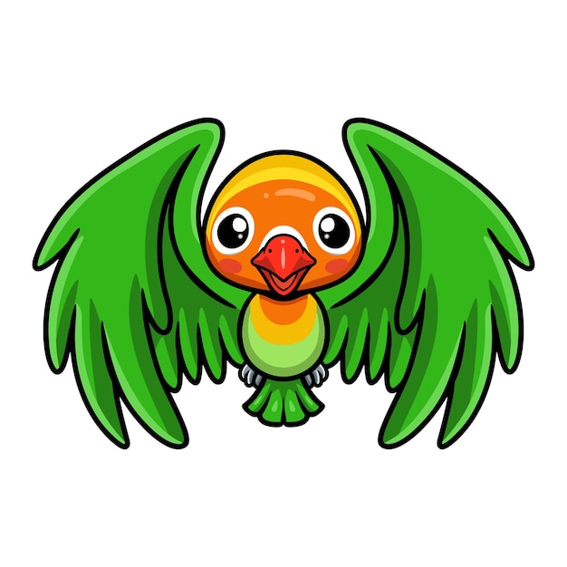 Cute little parrot cartoon flying