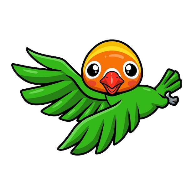 Cute little parrot cartoon flying