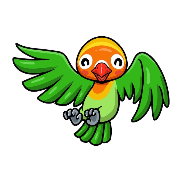 Cute little parrot cartoon flying