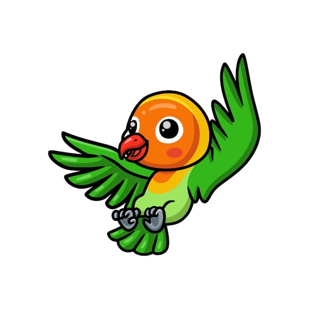 Cute little parrot cartoon flying