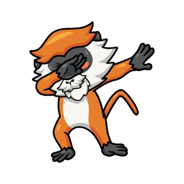 Vector cute little patas monkey cartoon dancing