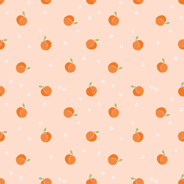 Cute little peach fruit seamless pattern