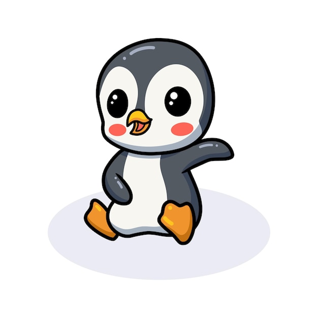 Мультфильм милый маленький пингвин сидит