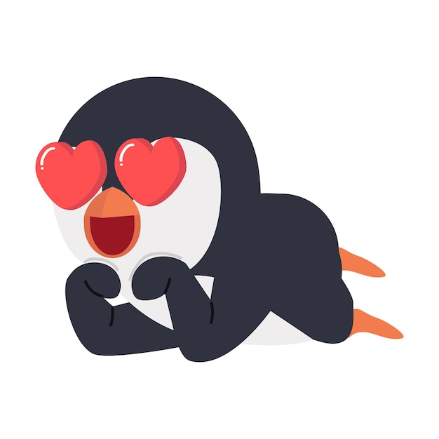 Cute little penguin in love