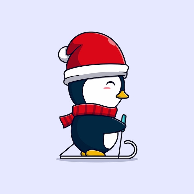 かわいい小さなペンギンベクトルイラストデザインスキー