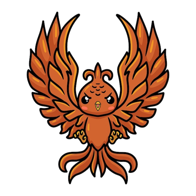 Cute little phoenix cartoon flying