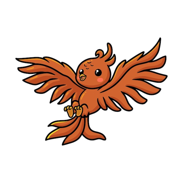 Cute little phoenix cartoon flying