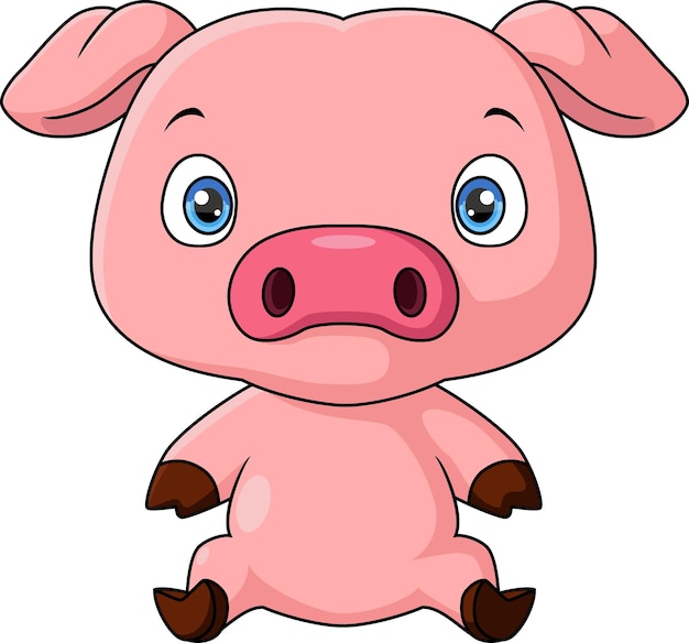 可愛い小さなアニメの豚が座っている