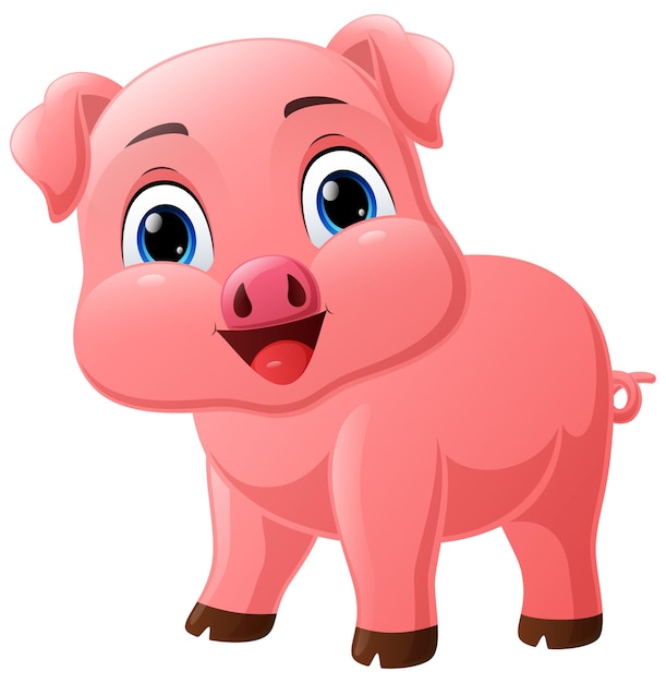 Cute little pig cartoon on white background