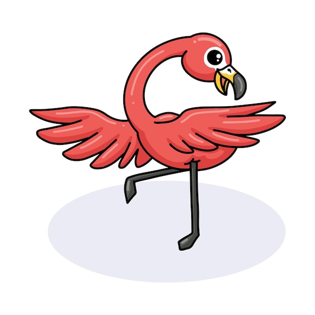 Cute little pink flamingo cartoon