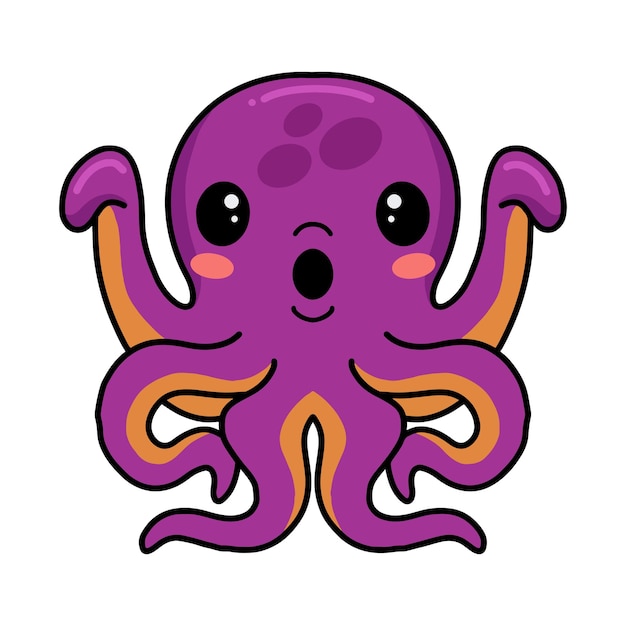 Cute little pink octopus cartoon